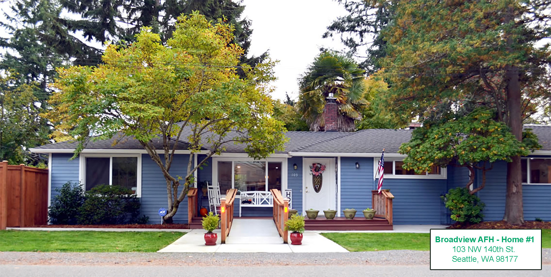 Broadview Adult Family Home #1 front exterior from street view.